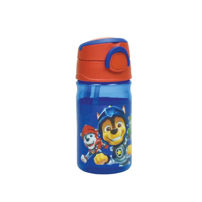 Mancs Őrjárat Knights 350 ml-es műanyag kulacs szívószállal és akasztóval, Chase és Marshall lovagos mintával.