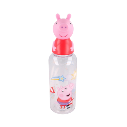 Peppa malac 3D figurával díszített műanyag kulacs, 560 ml űrtartalommal.