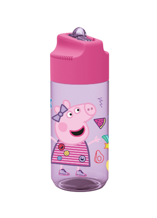 Peppa malac Core Hydro mintás műanyag kulacs beépített szívószállal, 430 ml űrtartalommal.