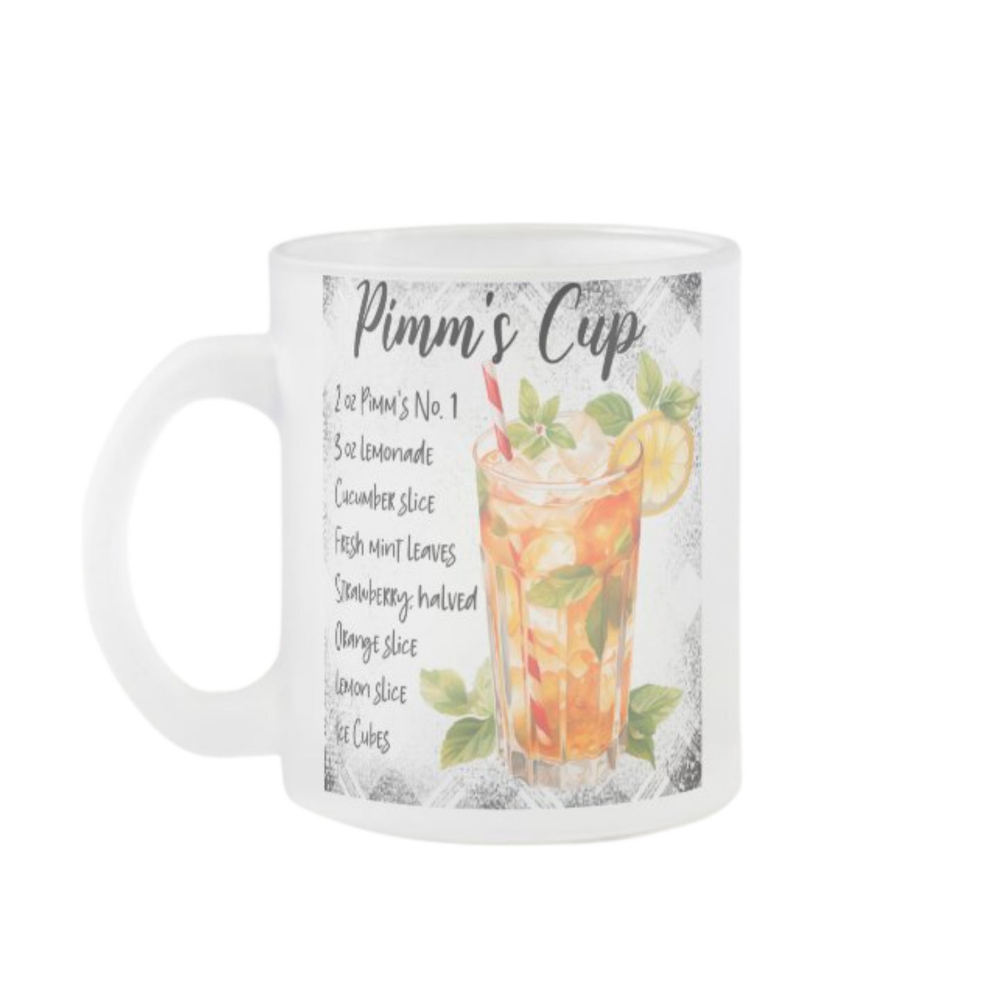 Ajándék bögre amin a Pim's Cup koktél recept szerepel 