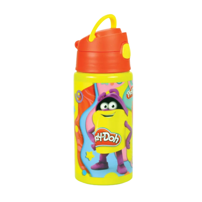 Play-Doh Happy mintás alumínium kulacs beépített szívószállal és akasztóval, 500 ml űrtartalommal.