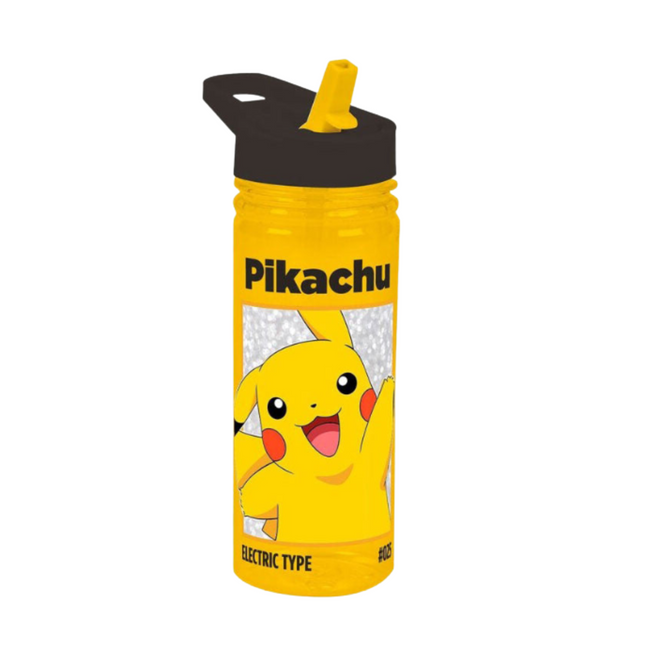 Pokémon Electric mintás műanyag kulacs beépített szívószállal, 600 ml űrtartalommal.