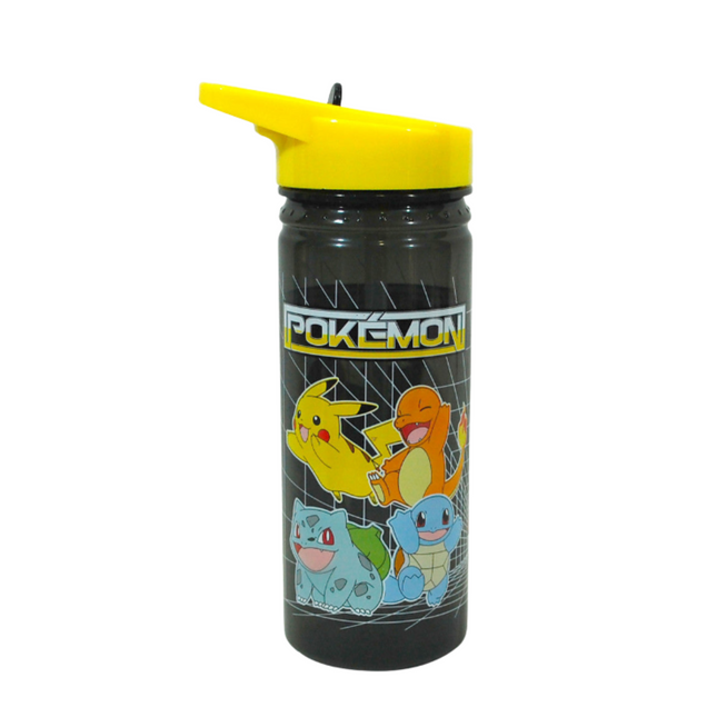 Pokémon Team mintás műanyag kulacs beépített szívószállal, 600 ml űrtartalommal.