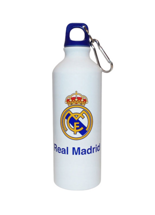 Real Madrid Emblem mintás alumínium kulacs csavaros kupakkal, 500 ml űrtartalommal.