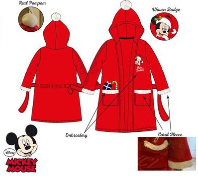 Disney Mickey Red Karácsonyi gyerek köntös 3 - 8 év / 98 - 128 cm