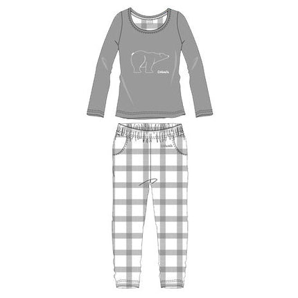 Ushuaia Grey Plaid, Szürke jegesmedve női pizsama S-XXL