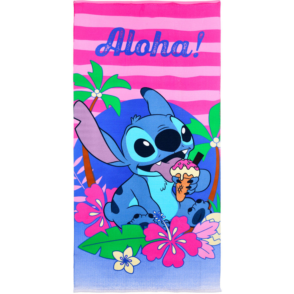 Disney Lilo és Stitch, A csillagkutya Aloha fürdőlepedő, strand törölköző 70x140cm (Fast Dry)