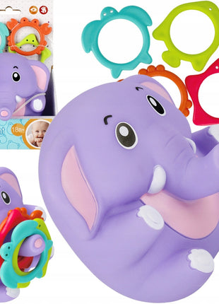Elefánt Purple baba fürdőjáték gyűrűkkel