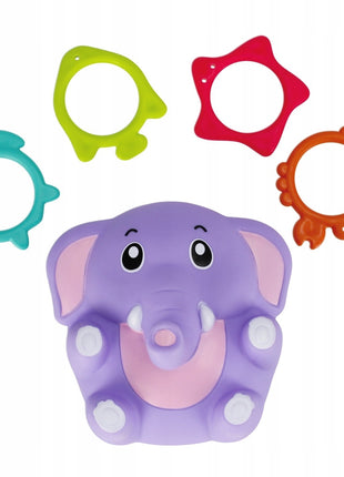 Elefánt Purple baba fürdőjáték gyűrűkkel