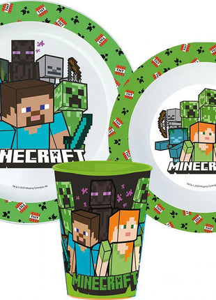Minecraft Creeper étkészlet, micro műanyag szett, pohárral 260 ml