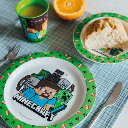 Minecraft Creeper étkészlet, micro műanyag szett, pohárral 260 ml