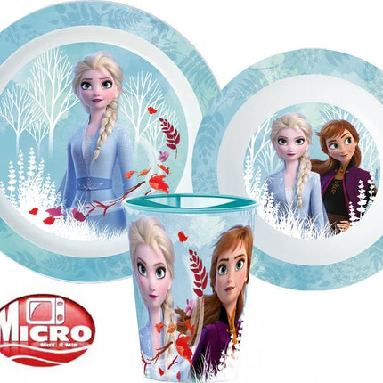 Disney Jégvarázs Blue Forest étkészlet, micro műanyag szett, pohárral 260 ml