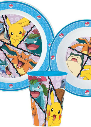 Pokémon étkészlet, micro műanyag szett, pohárral 260 ml