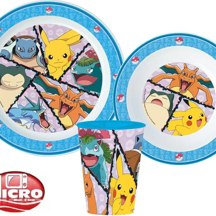 Pokémon étkészlet, micro műanyag szett, pohárral 260 ml