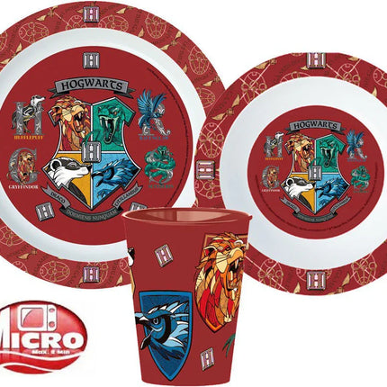 Harry Potter School Shields étkészlet, micro műanyag szett, pohárral 260 ml
