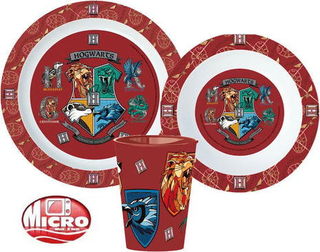 Harry Potter School Shields étkészlet, micro műanyag szett, pohárral 260 ml