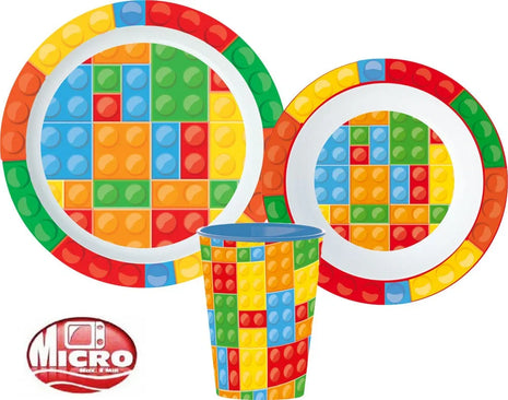 Lego mintázatú Bricks étkészlet, micro műanyag szett