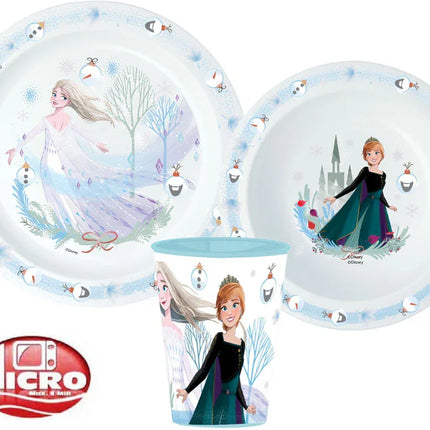 Disney Jégvarázs Royally Cool Karácsonyi étkészlet, micro műanyag szett, pohárral 260 ml