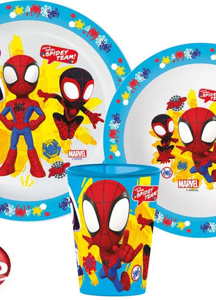 Pókember Spidey étkészlet, micro műanyag szett, pohárral 260 ml