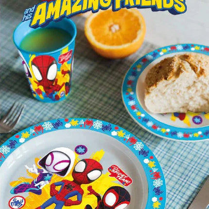 Pókember Spidey étkészlet, micro műanyag szett, pohárral 260 ml