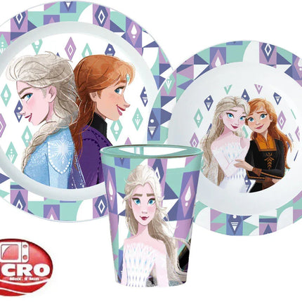 Disney Jégvarázs Ice Magic étkészlet, micro műanyag szett, pohárral 260 ml