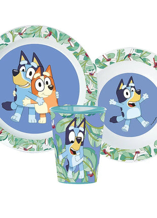Bluey Leaves étkészlet, micro műanyag szett pohárral 260 ml