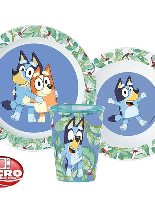 Bluey Leaves étkészlet, micro műanyag szett pohárral 260 ml