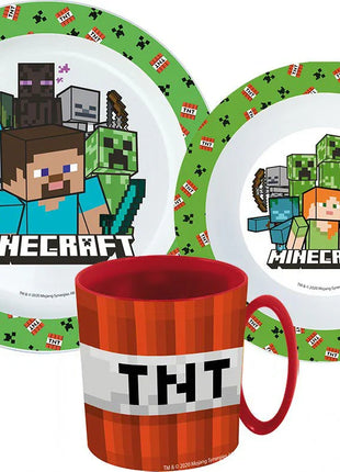 Minecraft Creeper étkészlet, micro műanyag szett bögrével 350 ml