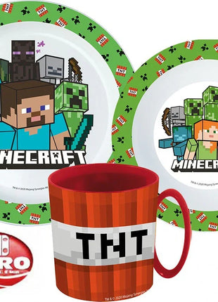 Minecraft Creeper étkészlet, micro műanyag szett bögrével 350 ml