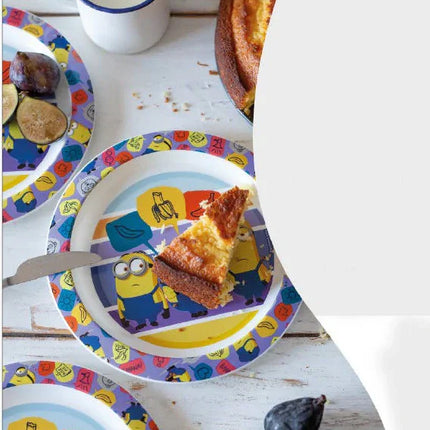 Minyonok Striped étkészlet, micro műanyag szett bögrével 350 ml