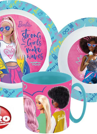 Barbie Stylish étkészlet, micro műanyag szett bögrével 350 ml