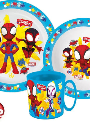 Pókember Spidey étkészlet, micro műanyag szett bögrével 350 ml