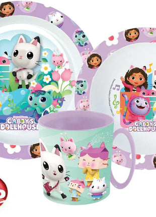 Gabi babaháza Wonderland étkészlet, micro műanyag szett bögrével 350 ml