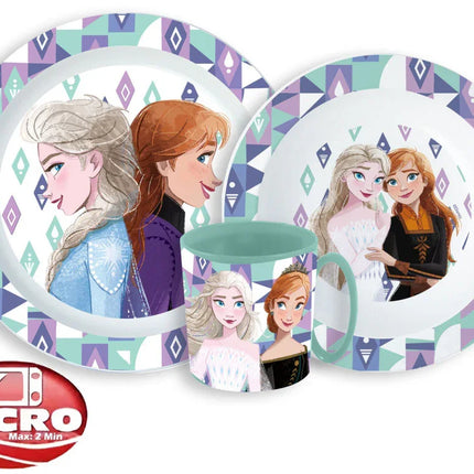 Disney Jégvarázs Ice Magic étkészlet, micro műanyag szett bögrével 350 ml
