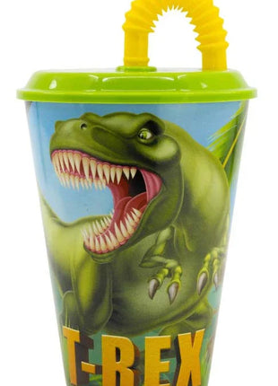 Dinoszaurusz T-Rex szívószálas pohár, műanyag 430 ml