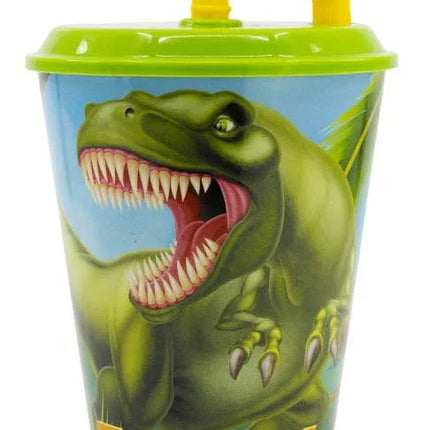 Dinoszaurusz T-Rex szívószálas pohár, műanyag 430 ml