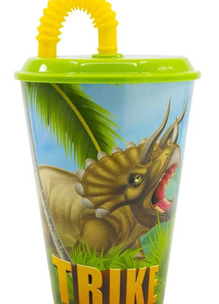 Dinoszaurusz T-Rex szívószálas pohár, műanyag 430 ml