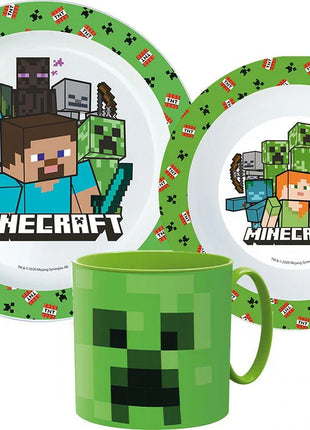 Minecraft Creeper étkészlet, micro műanyag szett bögrével 265 ml