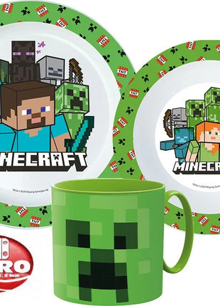 Minecraft Creeper étkészlet, micro műanyag szett bögrével 265 ml