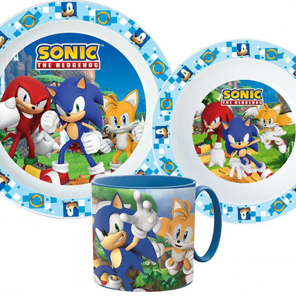 Sonic a sündisznó étkészlet, micro műanyag szett bögrével 265 ml