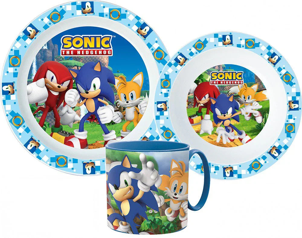 Sonic a sündisznó étkészlet, micro műanyag szett bögrével 265 ml