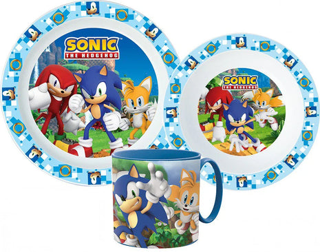 Sonic a sündisznó étkészlet, micro műanyag szett bögrével 265 ml