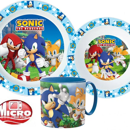 Sonic a sündisznó étkészlet, micro műanyag szett bögrével 265 ml