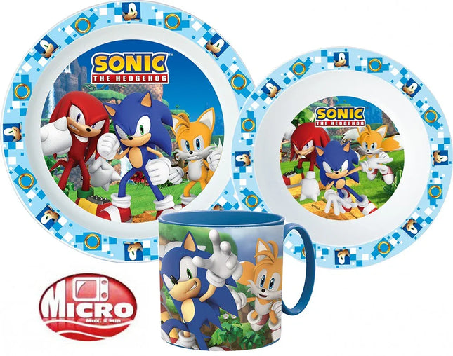 Sonic a sündisznó étkészlet, micro műanyag szett bögrével 265 ml