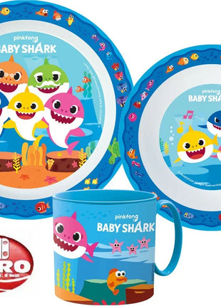 Baby Shark Splashy étkészlet, micro műanyag szett bögrével 265 ml