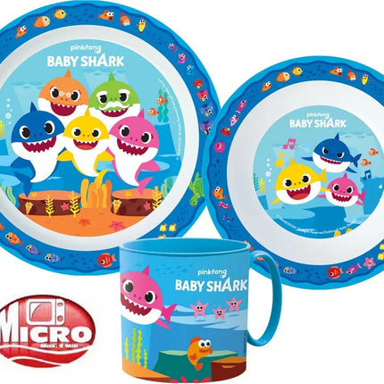 Baby Shark Splashy étkészlet, micro műanyag szett bögrével 265 ml