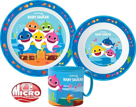 Baby Shark Splashy étkészlet, micro műanyag szett bögrével 265 ml