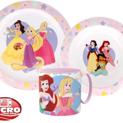 Disney Hercegnők True étkészlet, micro műanyag szett bögrével 265 ml