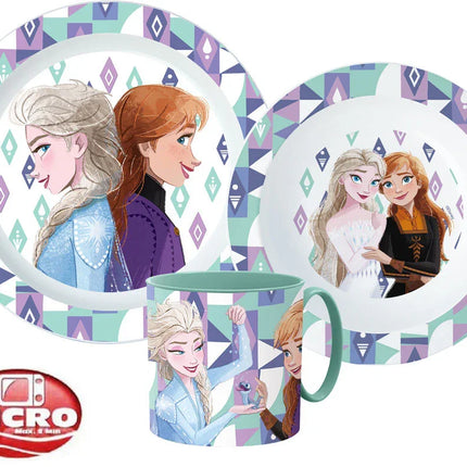 Disney Jégvarázs Ice Magic étkészlet, micro műanyag szett bögrével 265 ml