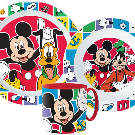 Disney Mickey Better Together étkészlet, micro műanyag szett bögrével 265 ml